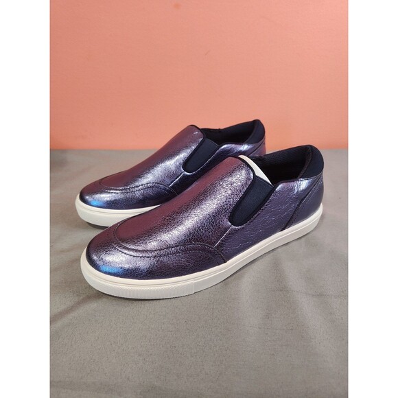 Women's Saks Fifth Ave Tava Metallic Slip On Sneakers Navy US 7.5 - Picture 1 of 6